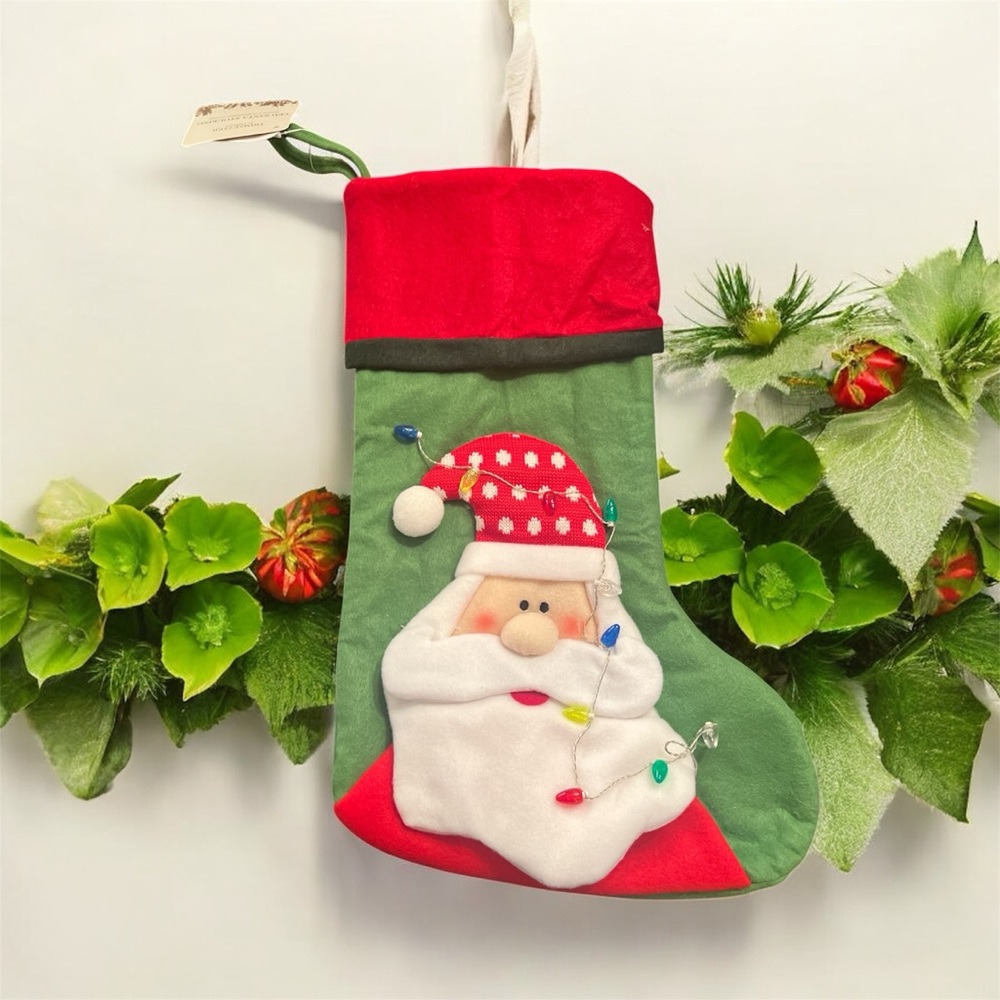 Festive Santa Christmas lights up Stocking